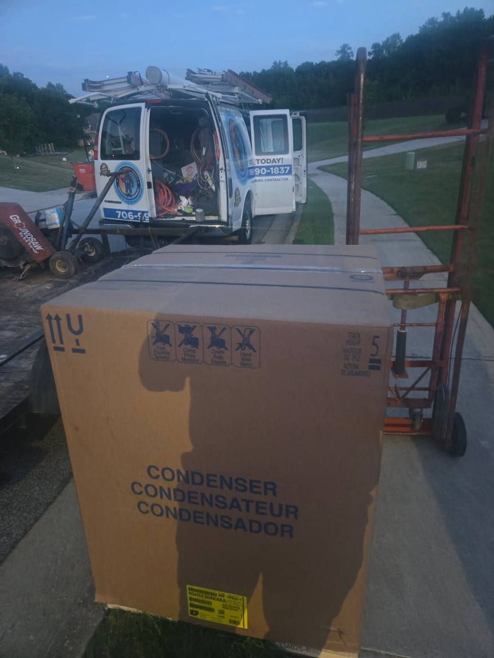 Glacier service van at an active installation site