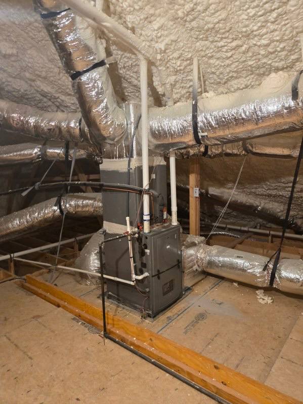 Attic furnace and insulated ductwork