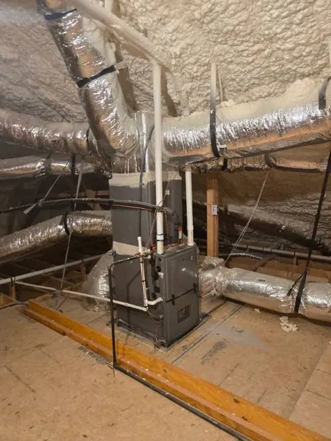 Attic furnace and ductwork system